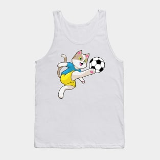 Cat as Soccer player with Soccer ball Tank Top